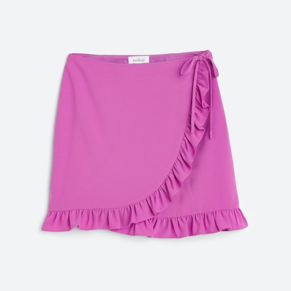 Kaileigh Pink Ruffled Wrap Mini Skirt